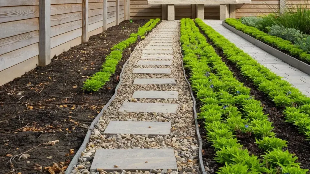 Camino de jardín triste a finales de invierno: esta planta tapizante frena el 90% de las malas hierbas con solo 10 pies
